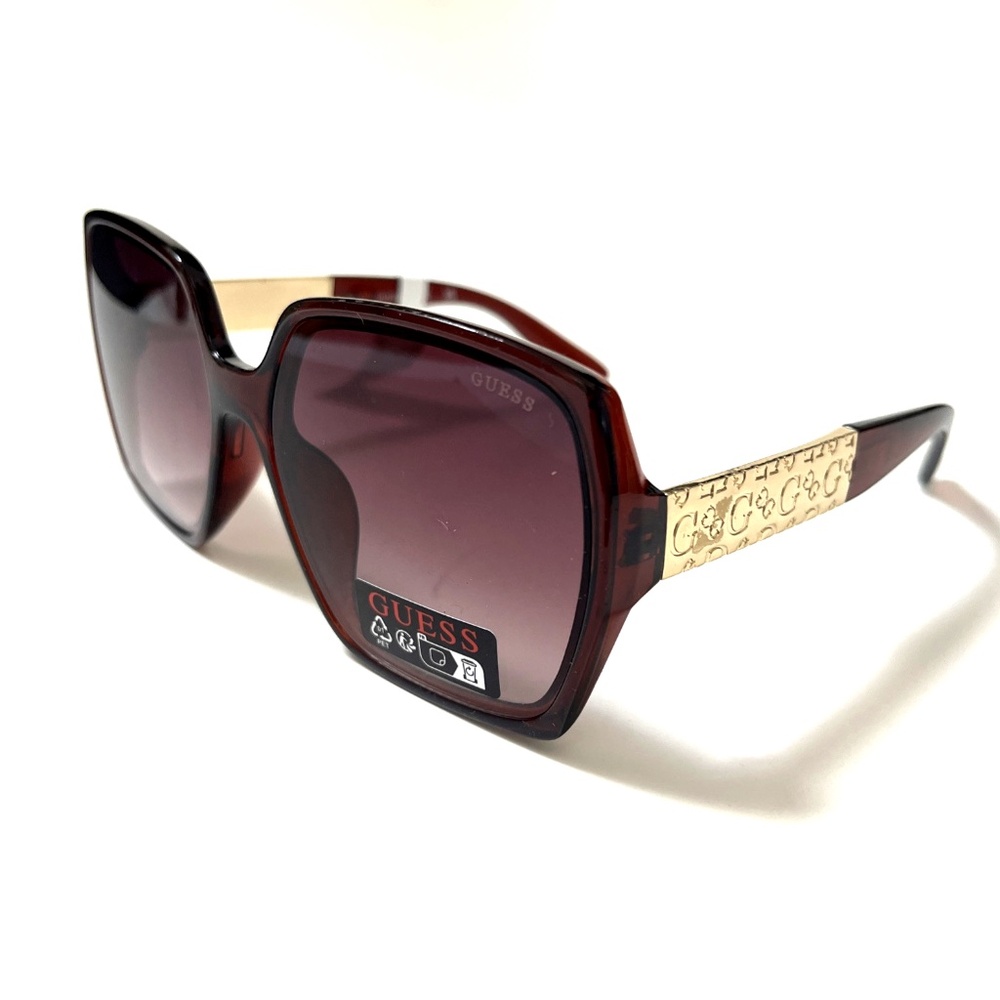 New Original GUESS Square Sunglasses GO00031 Acetate Embossed Red Burgundy